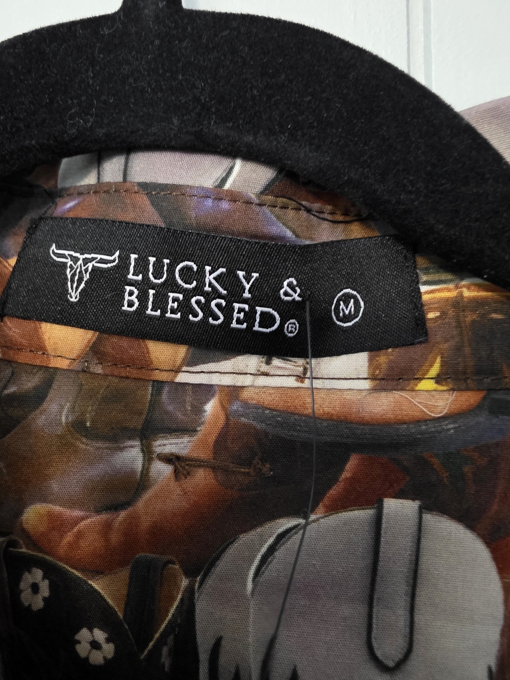 Lucky & Blessed Brown Multi Western Boot Print Long Sleeve Shirtdress - Picture 2 of 10
